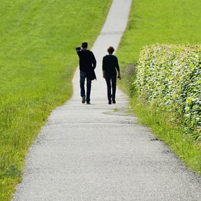 Employees, walking away