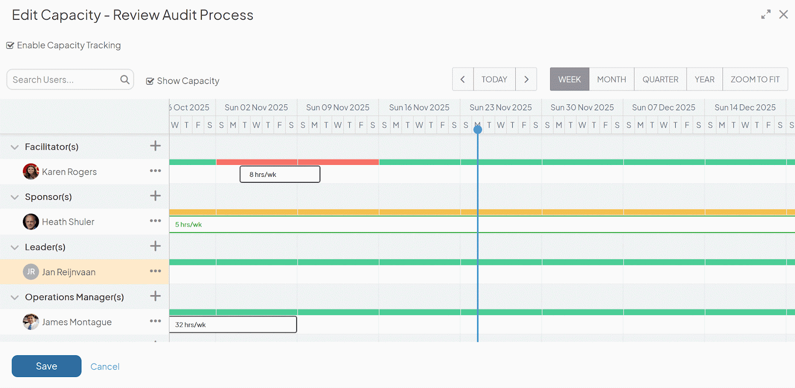 Capacity Schedule View for Items