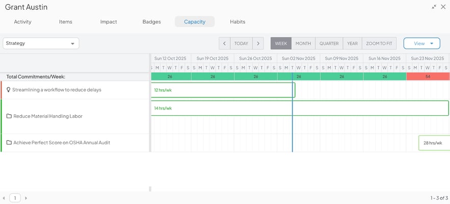 Capacity Schedule View for Users