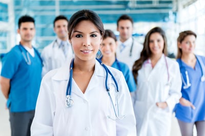 Female doctor leading a medical team at the hospital