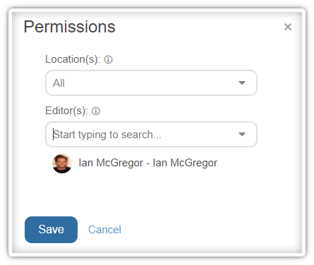 Permissions for cards