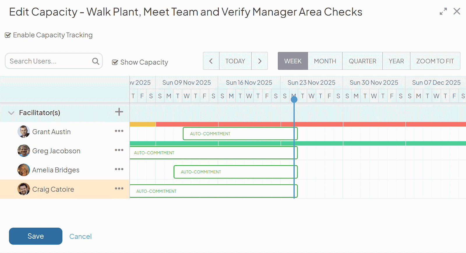 Set Commitments on Items Capacity Planning