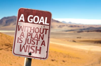 A Goal Without a Plan Is Just A Wish sign with a desert background