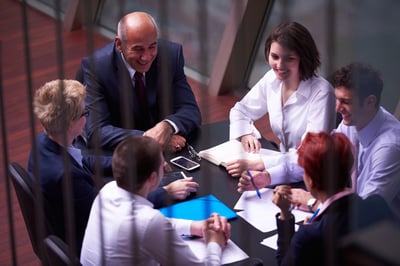 startup business people group have meeting in modern bright office interior, senoir investors  and young software  developers