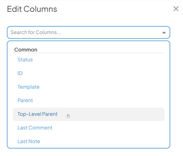 Top Level Parent - Edit Columns