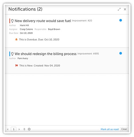 Notifications window